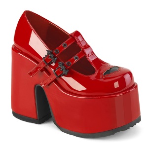 Rosso tacco spesso 13 cm Demonia CAMEL-55 scarpe con tacco chunky