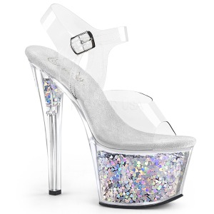 Silver 18 cm SKY-308GF glitter platform sandals shoes