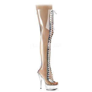 Trasparente 15 cm DELIGHT-3026 stivali sopra il ginocchio con lacci