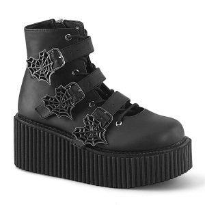 Vegane 7,5 cm CREEPER-260 stivaletti creepers donna fibbia larga