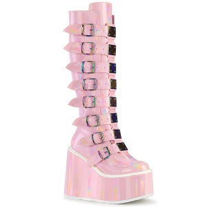 Vegano 14 cm SWING-815 stivali alternative con la suola spessa e fibbie rosa