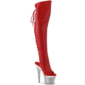 Vegano 18 cm SPECTATOR-3019 Rosso stivali overknee tacco alto