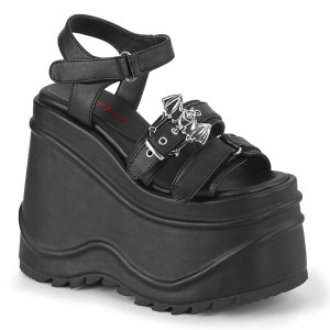 Vegano Nero 15 cm Demonia WAVE-13 scarpe lolita sandali con zeppa plateau