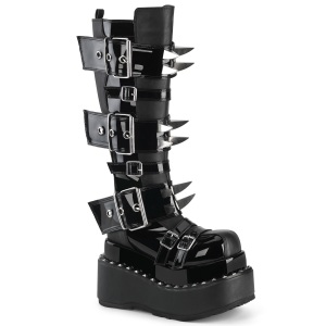 Verniciata 11,5 cm BEAR-215 emo stivali donna con plateau piramidale in nero