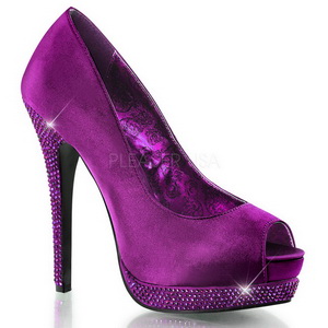 Violet Satin 13,5 cm BELLA-12R Rhinestone Platform Pumps Shoes