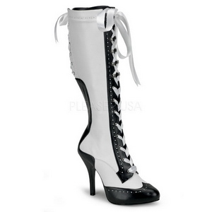 White 11,5 cm TEMPT-126 High Heeled Lace Up Boots