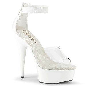 White 15 cm DELIGHT-624 pleaser high heels with ankle straps