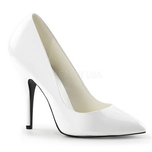 White Varnished 13 cm SEDUCE-420 pointed toe pumps high heels