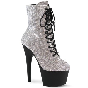 White rhinestones ankle boots platform 18 cm ADORE-1020RS pleaser high heels ankle boots