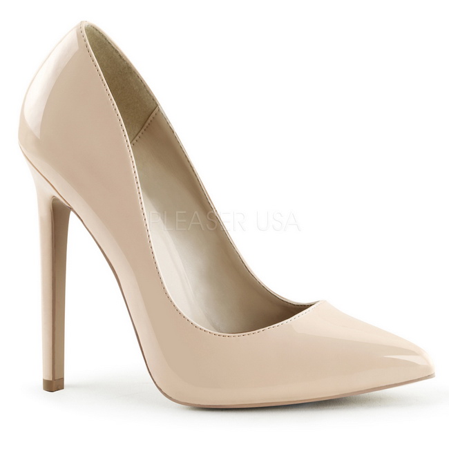 Beige Vernice 13 cm SEXY-20 scarpe tacchi a spillo con punta