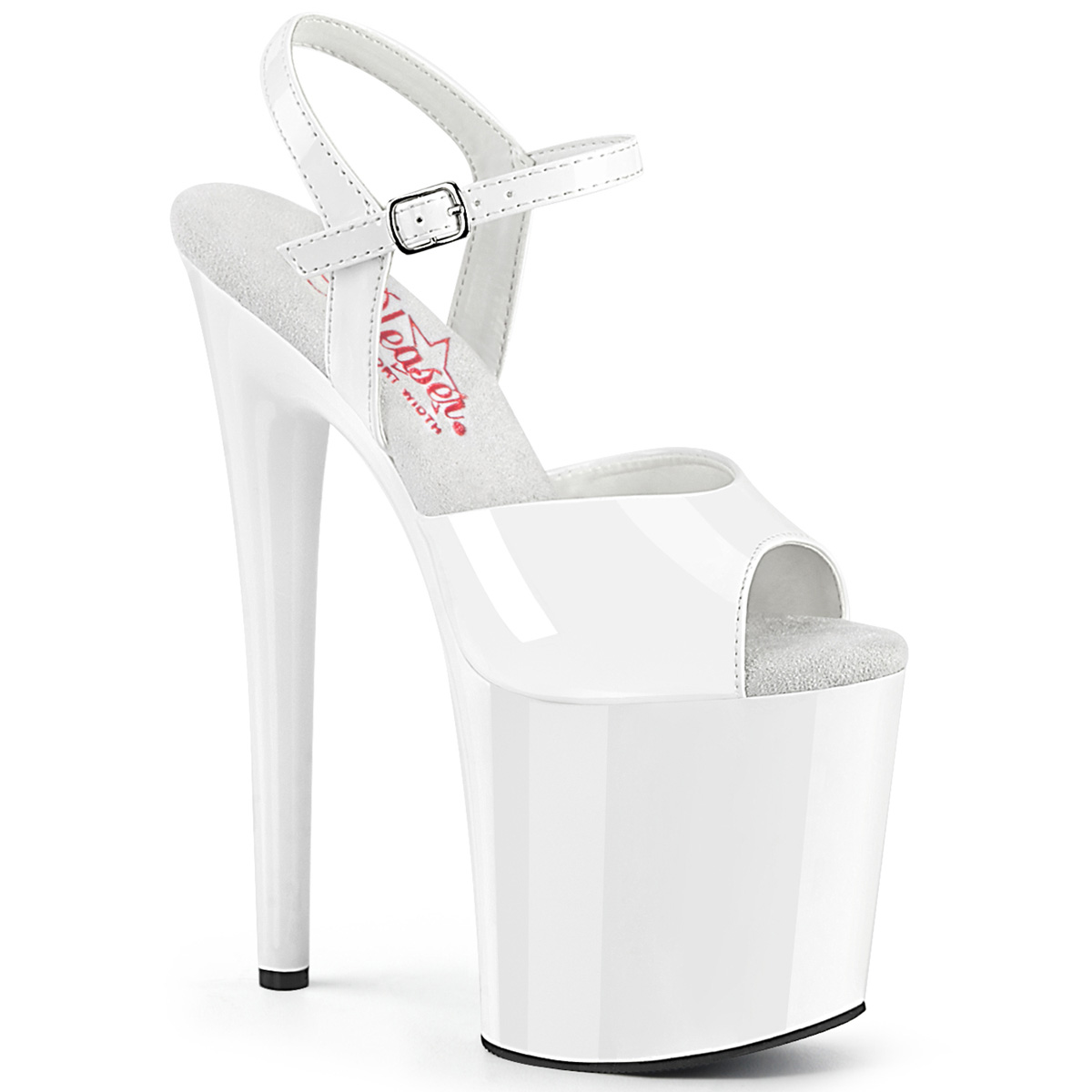 Bianche sandali pleaser con plateau e tacco 20 cm NAUGHTY 809