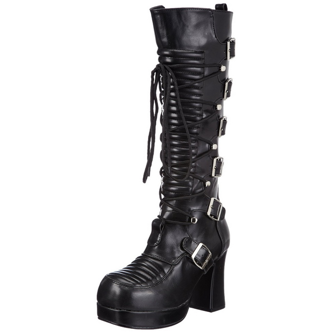 platform boots goth knee high