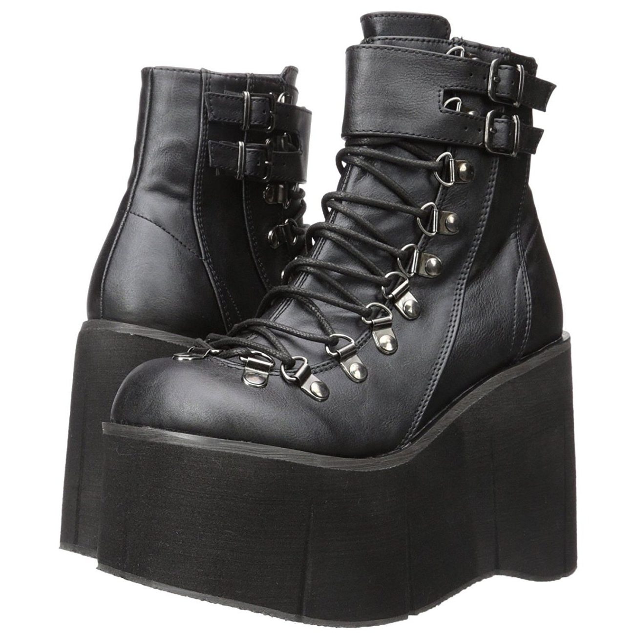 Black Leatherette 11,5 cm KERA-21 lolita ankle boots wedge platform