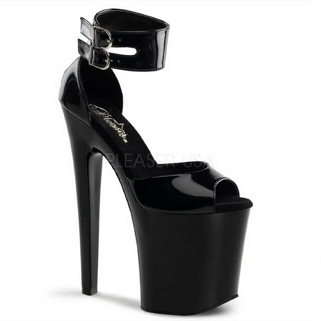 Black Shiny 20 cm XTREME 875 Platform High Heels Shoes