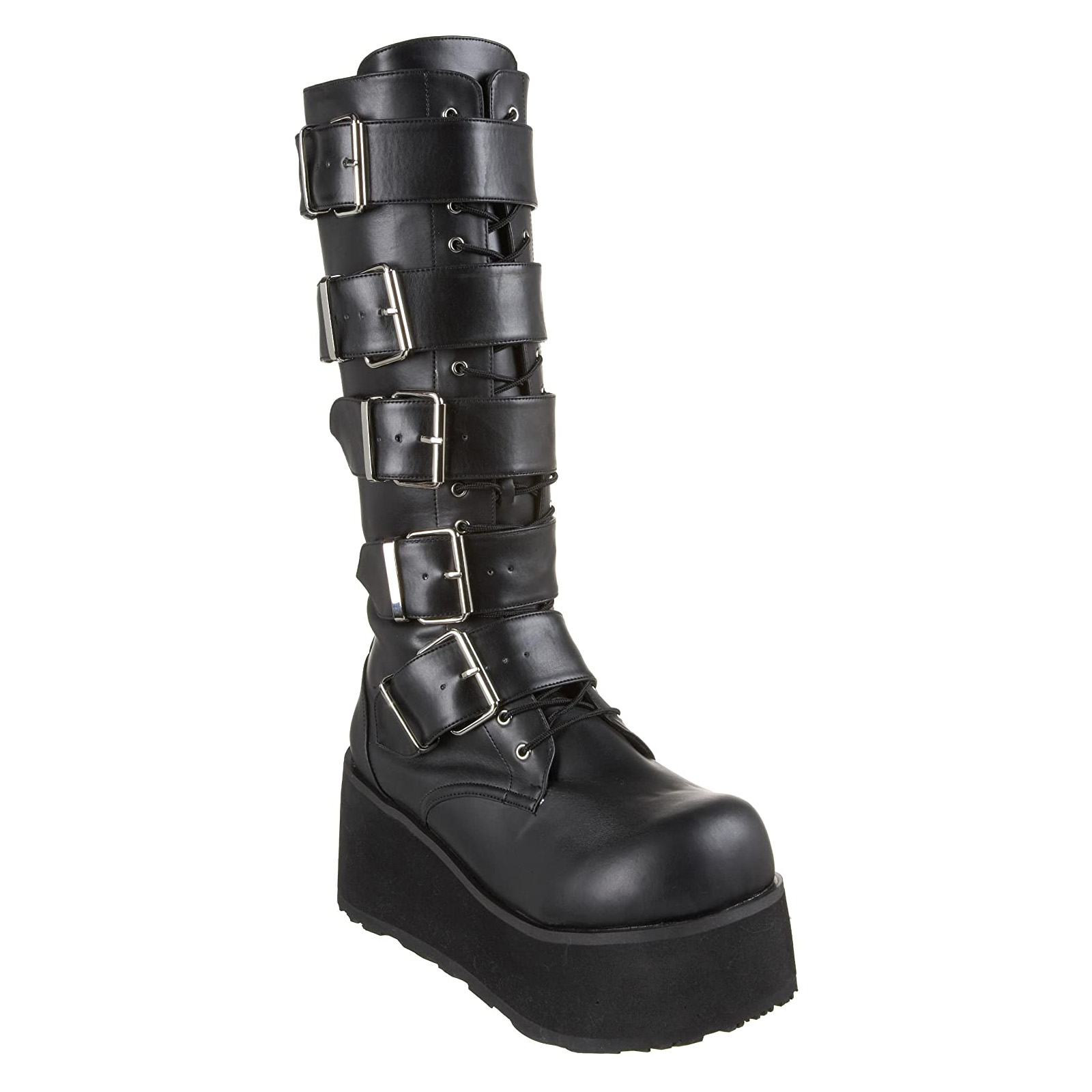demonia trashville 518 s in the matte black faux leather