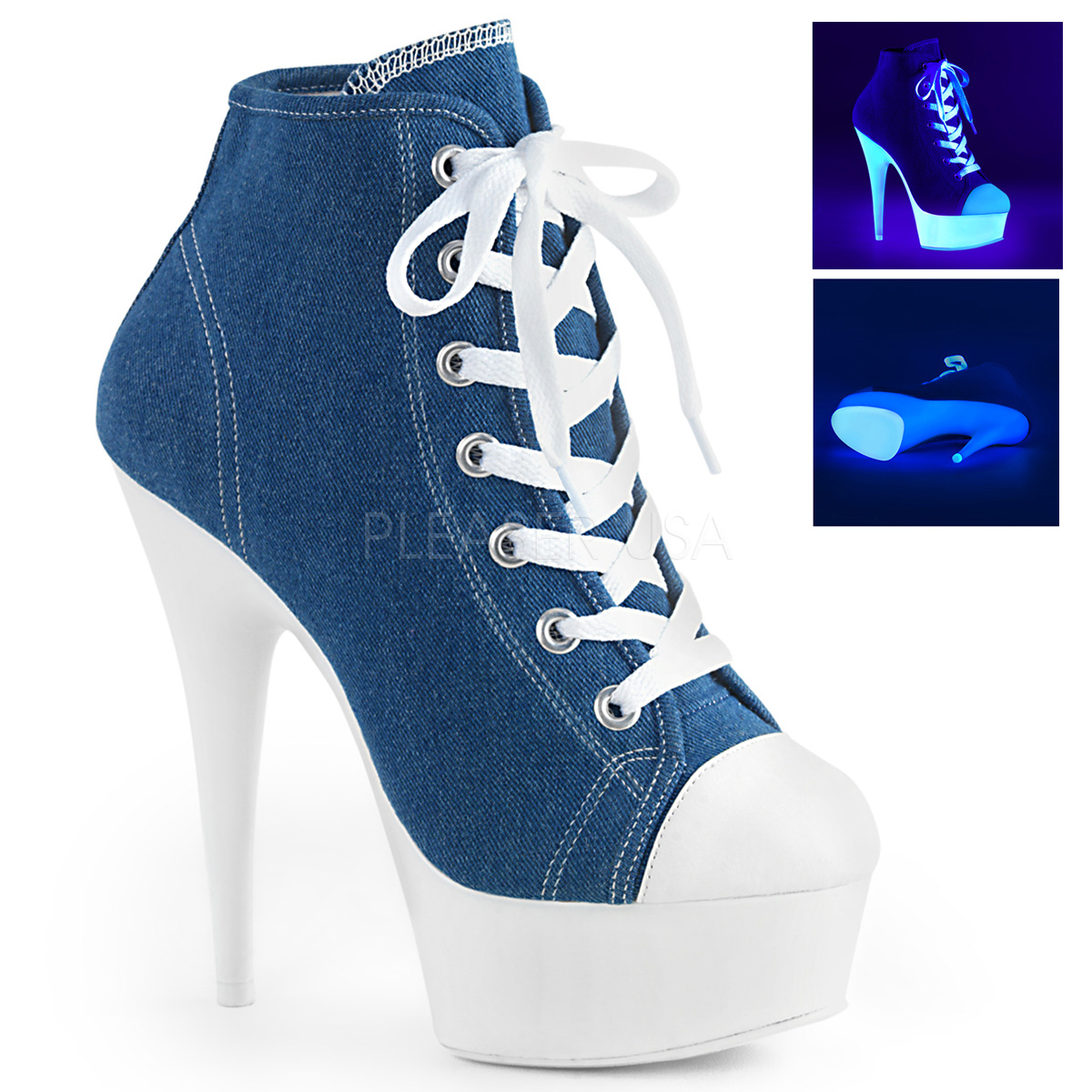 Blu Neon 15 cm DELIGHT-600SK-02 Scarpe da ginnastica con tacco in tela