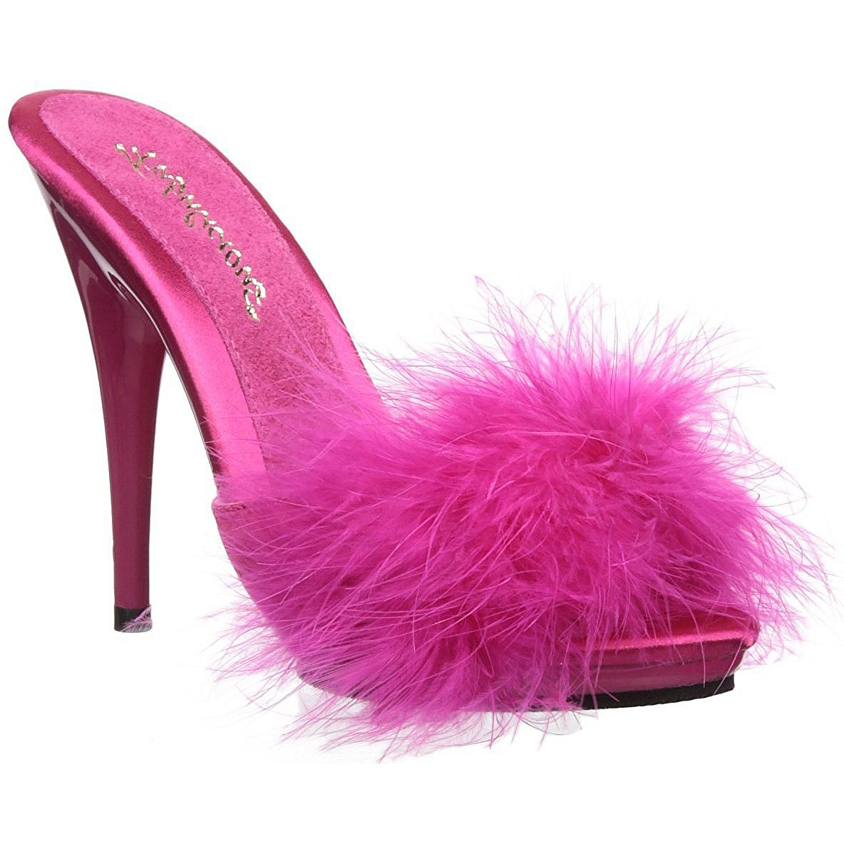 Fuchsia 13 cm POISE-501F Marabou Feathers Mules Shoes