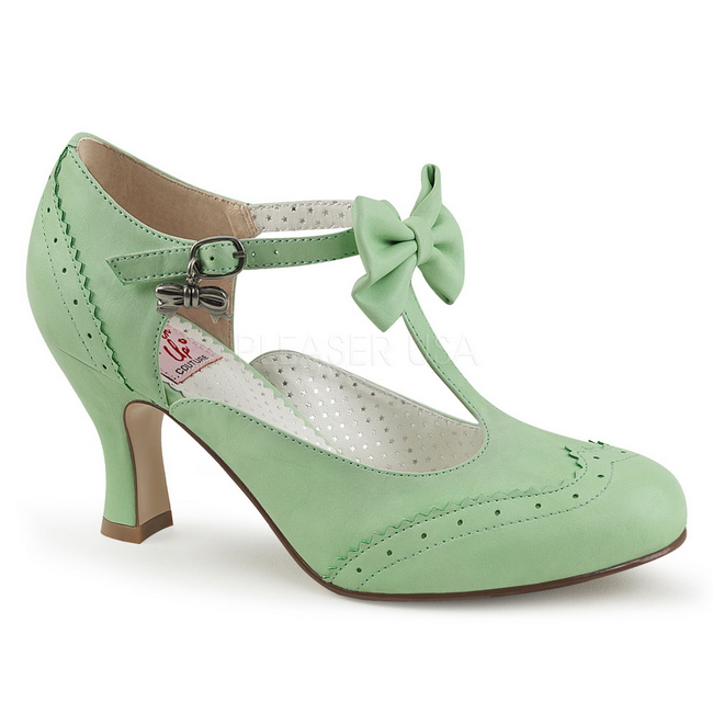 Green 7 5 cm retro vintage FLAPPER 11 Pinup Pumps Shoes with