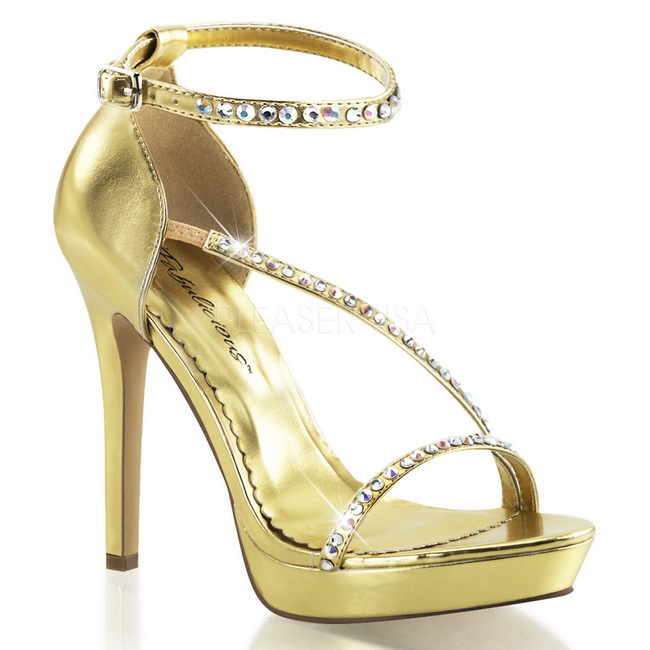 scarpe con tacco color oro