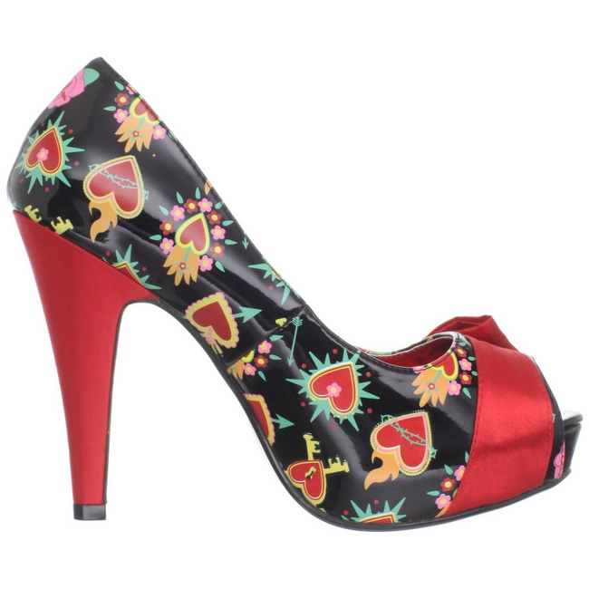 red shiny pumps