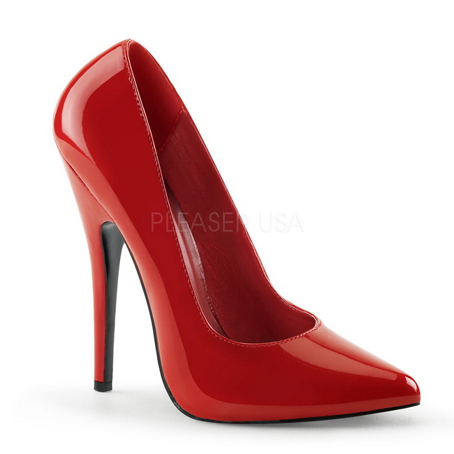 Red Varnished 15 cm DOMINA 420 pointed toe high heel stilettos