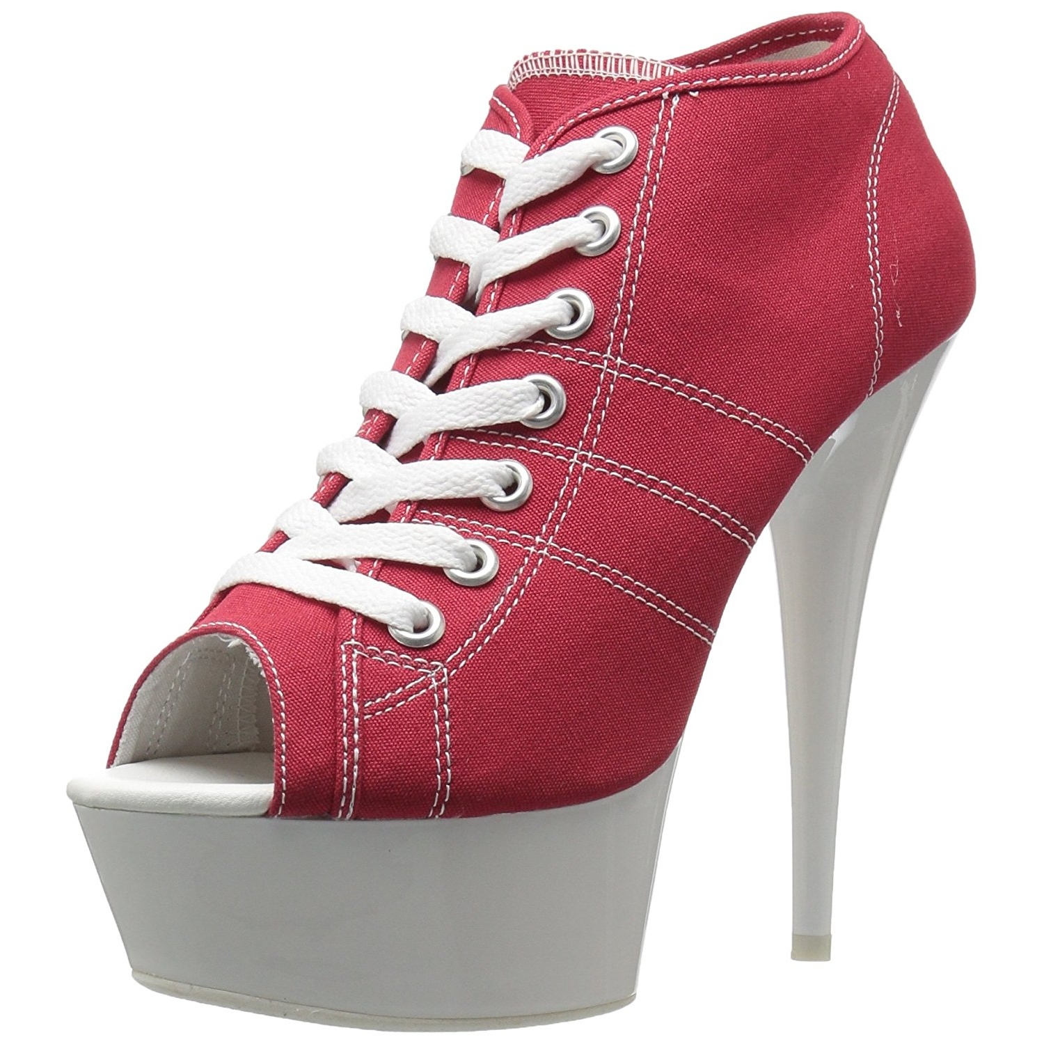 Rosso Neon 15 cm DELIGHT600SK01 Scarpe da ginnastica con tacco in tela Rosso Neon 15 cm DELIGHT600SK01 Scarpe da ginnastica con tacco in tela