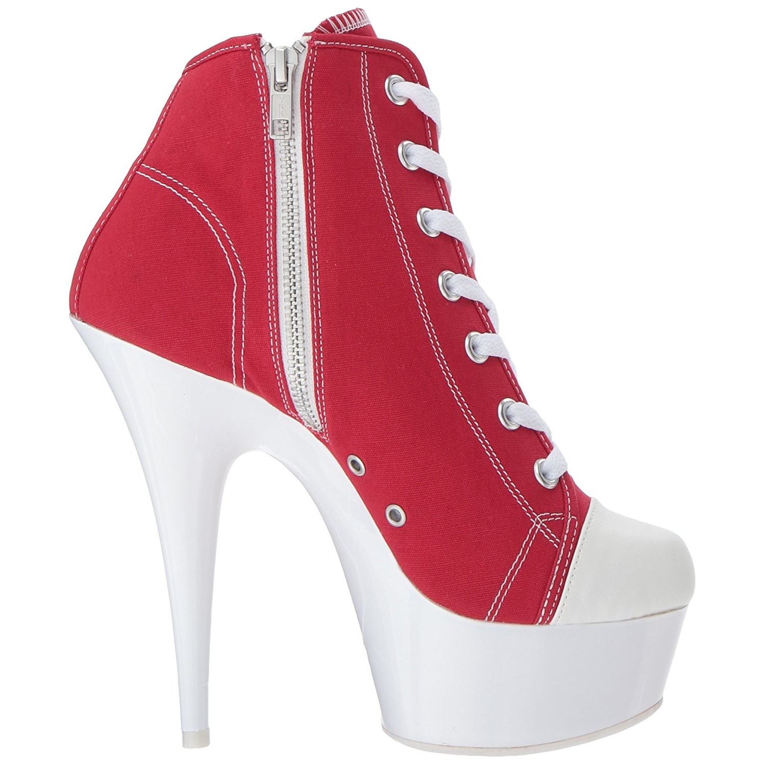 Rosso Neon 15 cm DELIGHT-600SK-02 Scarpe da ginnastica con tacco in tela