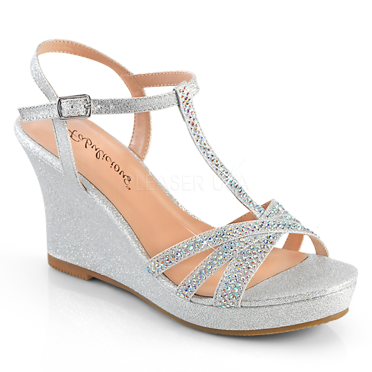 Silver 8 cm SILVIE-20 Women Wedge Sandals