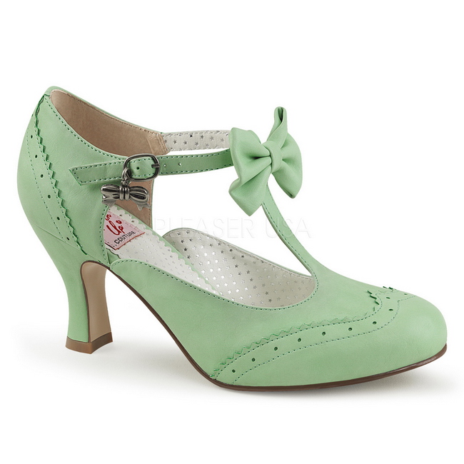 Verde 7,5 cm retro vintage FLAPPER-11 Pinup scarpe décolleté con tacchi  bassi