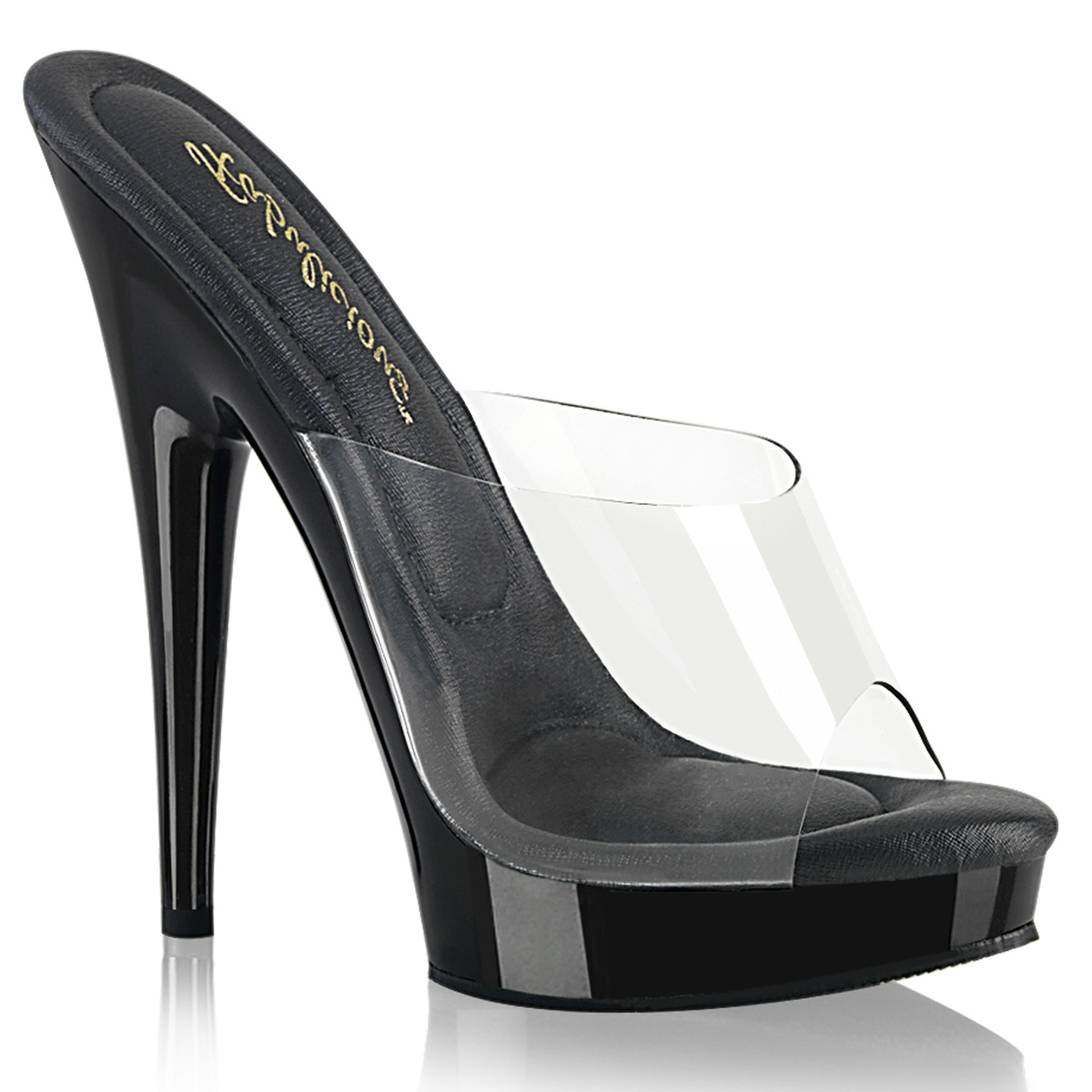 Vinyl 15 cm SULTRY 601 Black mules high heels