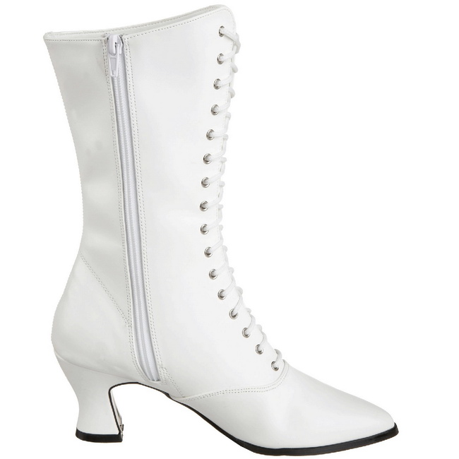 faux leather ankle boots white