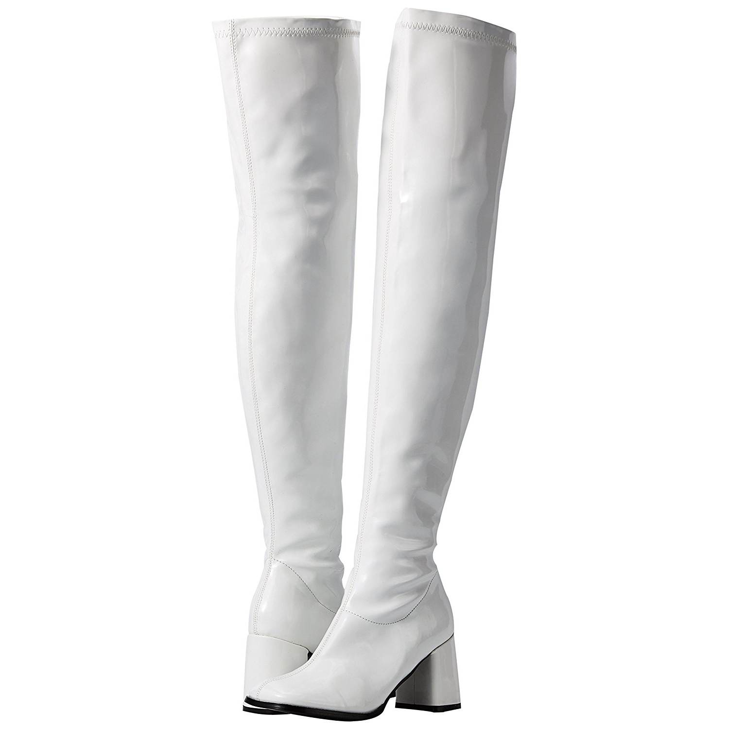 White Shiny 8 Cm Gogo 3000 Thigh High Boots For Men