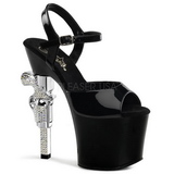Nero 18 cm REVOLVER-709 Plateau scarpe tacco pistola