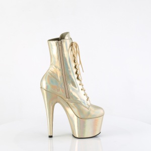 ADORE-1020HG - 18 cm pleaser high heels ankle boots hologram gold