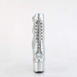 ADORE-1020HG - 18 cm pleaser high heels ankle boots hologram silver