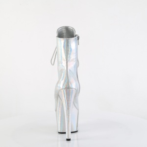 ADORE-1020HG-C - 18 cm pleaser high heels ankle boots hologram silver