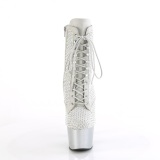 ADORE-1020RM 18 cm pleaser stivaletti tacco alto plateau strass argento