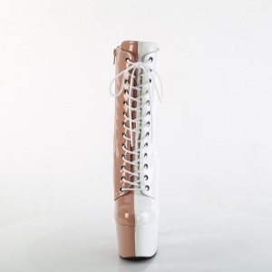 ADORE-1040TT 18 cm pleaser stivaletti tacco alto plateau blush bianche