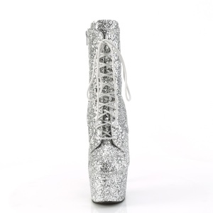 ADORE-GWR 18 cm pleaser stivaletti tacco alto plateau scintillanti argento
