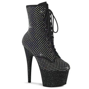 ADORE-RM 18 cm pleaser stivaletti tacco alto plateau strass neri