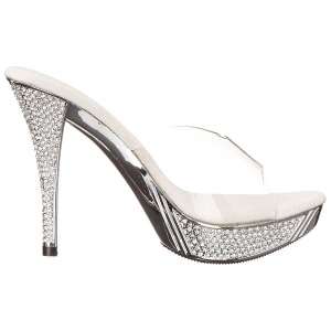 Argento 11,5 cm ELEGANT-401 Pietre strass plateau ciabatta donna