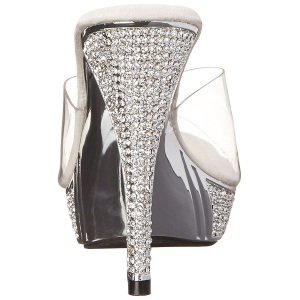 Argento 11,5 cm ELEGANT-401 Pietre strass plateau ciabatta donna
