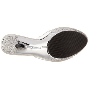 Argento 11,5 cm ELEGANT-401 Pietre strass plateau ciabatta donna
