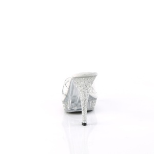 Argento 11,5 cm ELEGANT-401R Plateau ciabatta con tacco alto con pietre