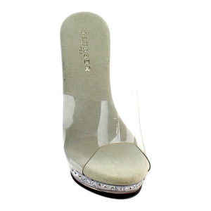 Argento 13 cm Fabulicious LIP-101LS Strass Plateau Mules Alte
