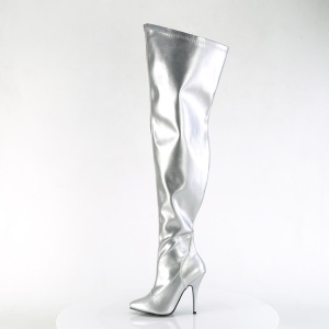 Argento 13 cm SEDUCE-3000WC stivali sopra il ginocchio elasticizzati con gambale largo