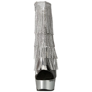Argento 15 cm DELIGHT-1017RSF stivaletti con frange donna tacco alto