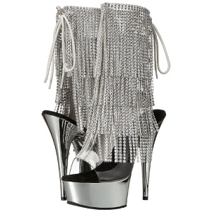 Argento 15 cm DELIGHT-1017RSF stivaletti con frange donna tacco alto