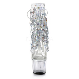 Argento 18 cm ADORE-1017SQF stivaletti lustrini con frange