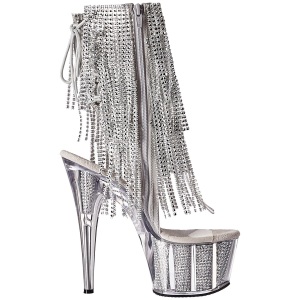Argento 18 cm ADORE-1017SRS stivaletti con frange donna tacco alto